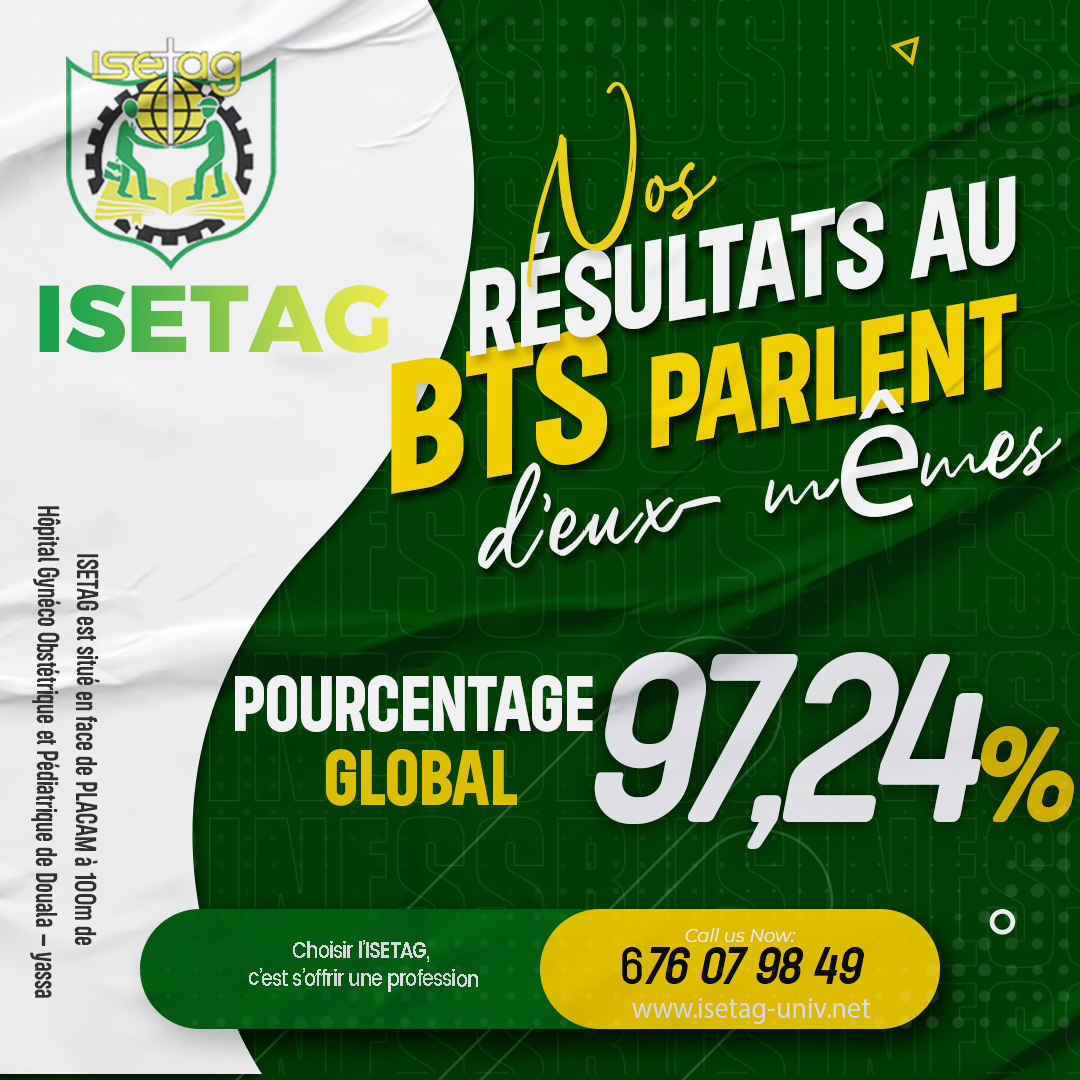 97,24 aux résultats des BTS 2023 ISETAG, HND Cycle & Cycle BTS